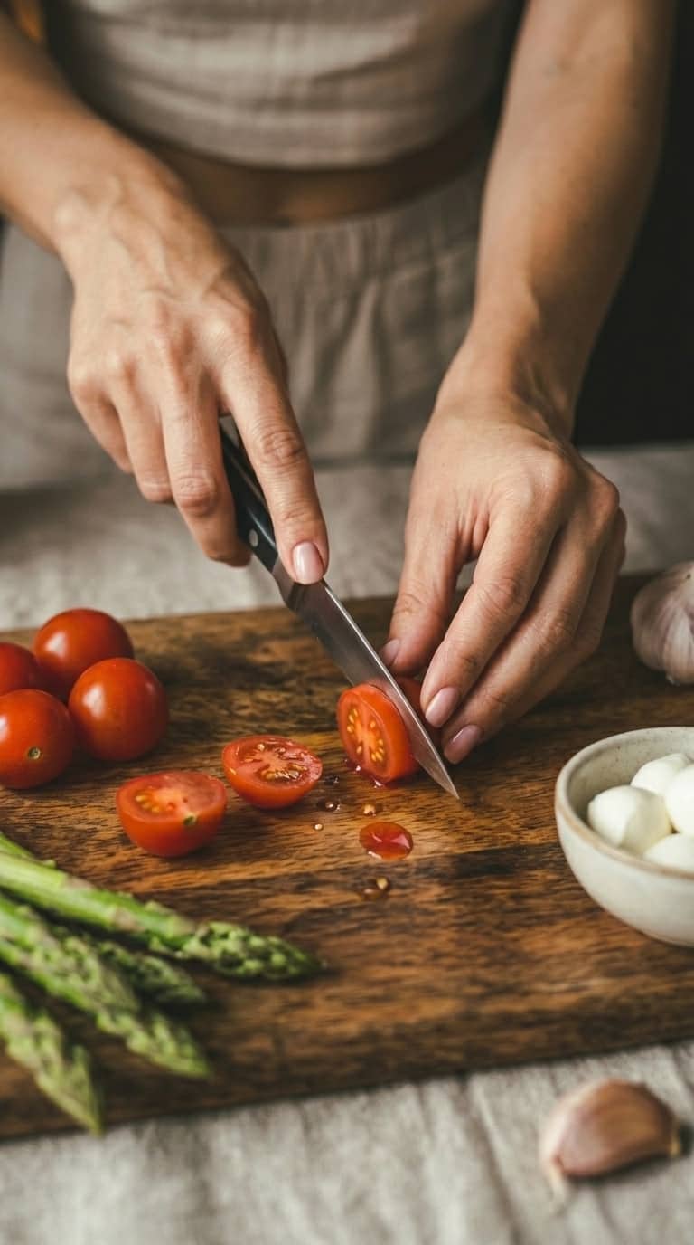 Pieczone szparagi z pomidorkami koktajlowymi – zdjęcie 1