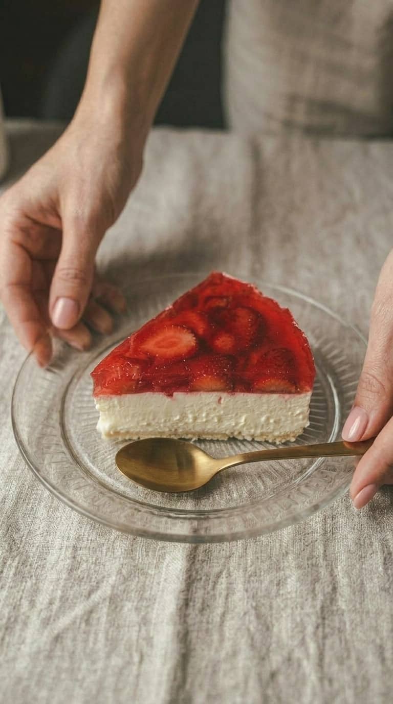 Sernik na zimno z truskawkową galaretką – zdjęcie 2