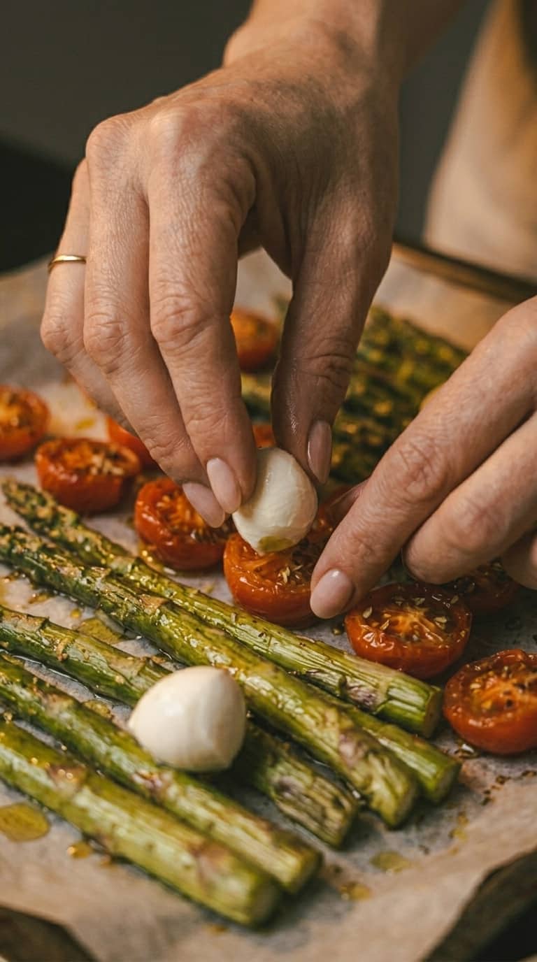 Pieczone szparagi z pomidorkami koktajlowymi – zdjęcie 1