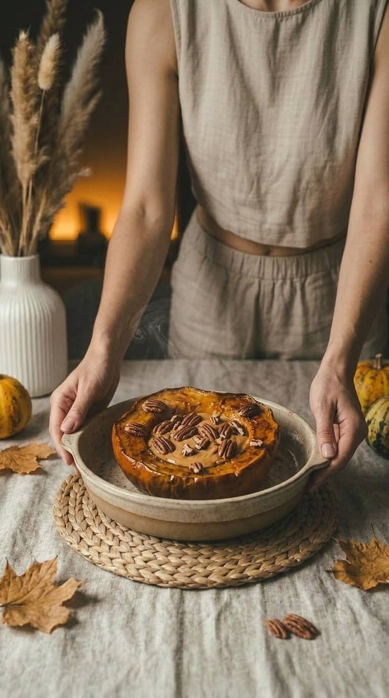 Pieczona dynia z masłem orzechowym