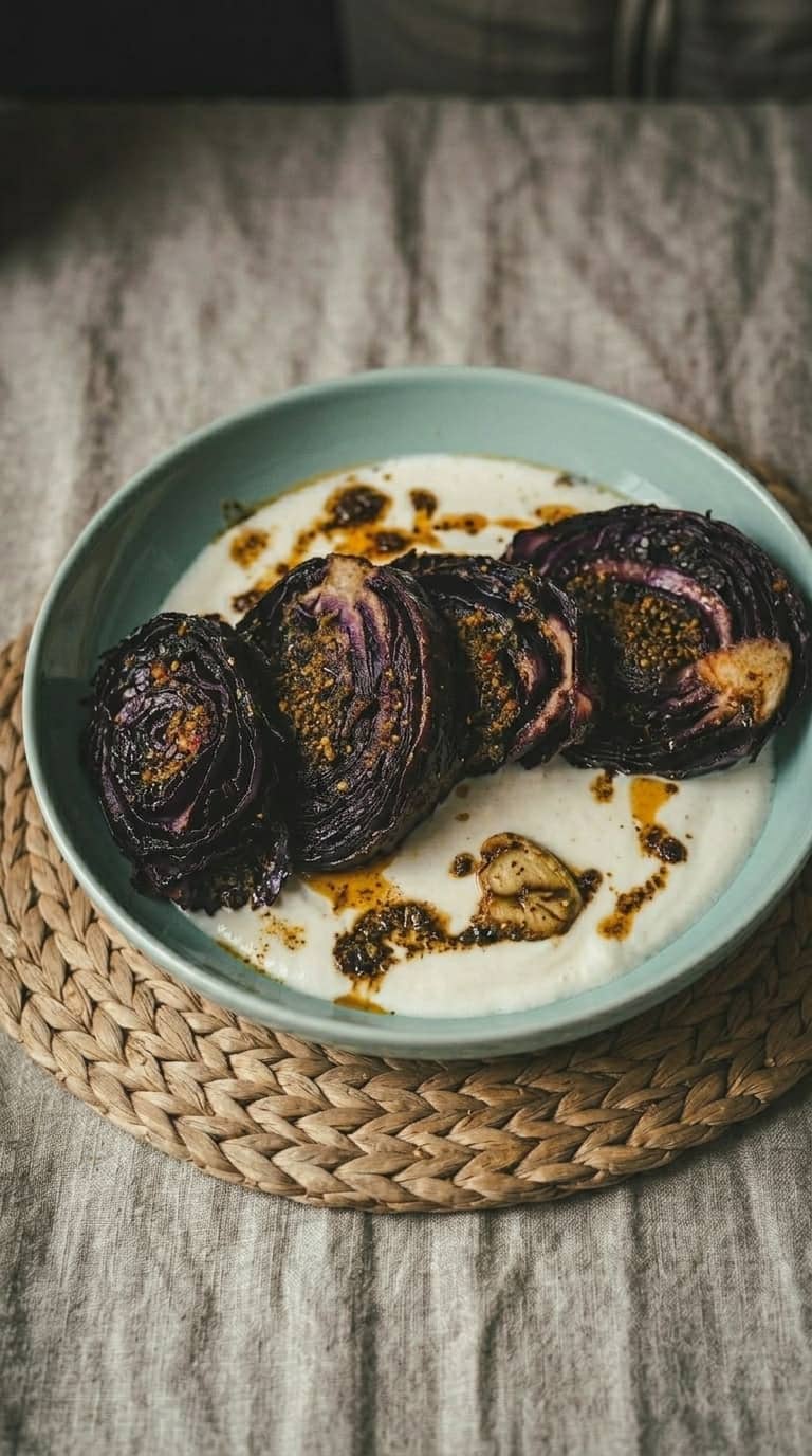 Steki z czerwonej kapusty na kremie z tahini – zdjęcie 1