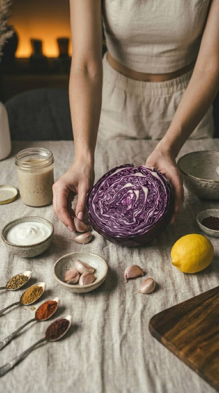 Steki z czerwonej kapusty na kremie z tahini – zdjęcie 3